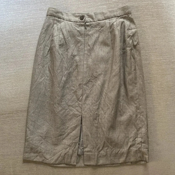 Burberry Vintage Burberry’s Pleated Wool Silk Pencil Skirt Gray Black Size 6P - Picture 9 of 16